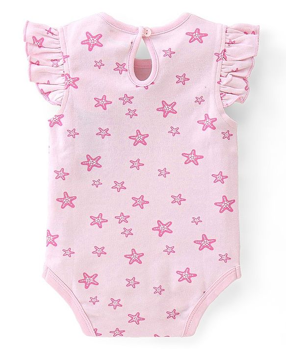 Babyhug 100% Cotton Half Sleeves Onesie With Sea Life Print Pack Of 3 - Purple Pink & Green