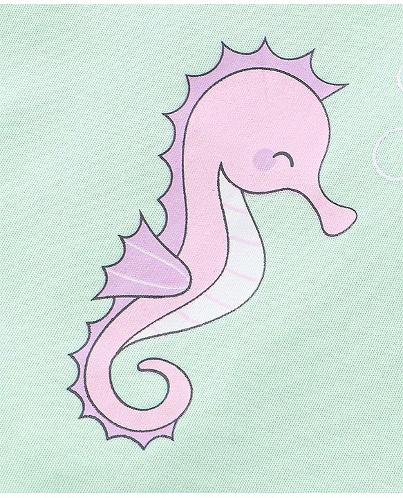 Babyhug 100% Cotton Half Sleeves Onesie With Sea Life Print Pack Of 3 - Purple Pink & Green