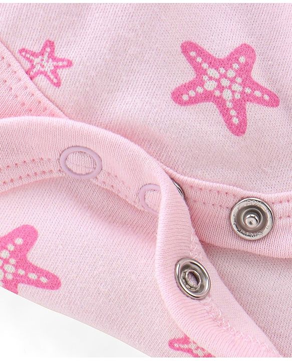 Babyhug 100% Cotton Half Sleeves Onesie With Sea Life Print Pack Of 3 - Purple Pink & Green