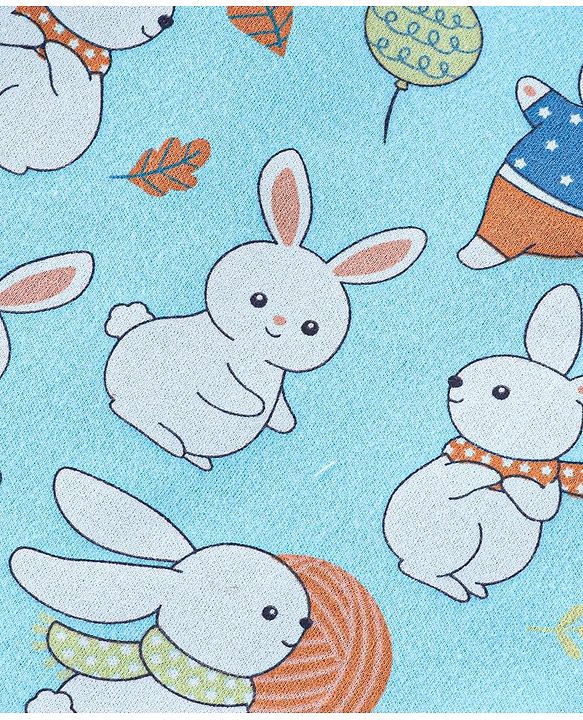 Babyhug 100% Cotton Knit Full Sleeves Onesies Pack Of 3 With Bunny Print - Blue & Orange