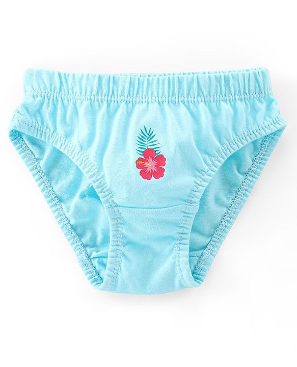 Babyhug 100% Cotton Panties With Floral Print Pack Of 3 - Blue & Pink