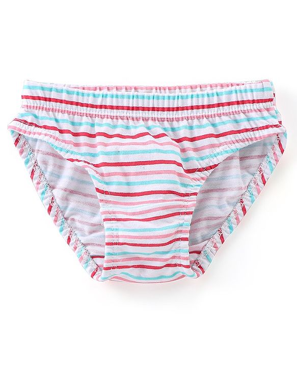 Babyhug 100% Cotton Panties With Floral Print Pack Of 3 - Blue & Pink