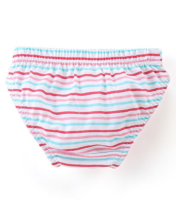 Babyhug 100% Cotton Panties With Floral Print Pack Of 3 - Blue & Pink