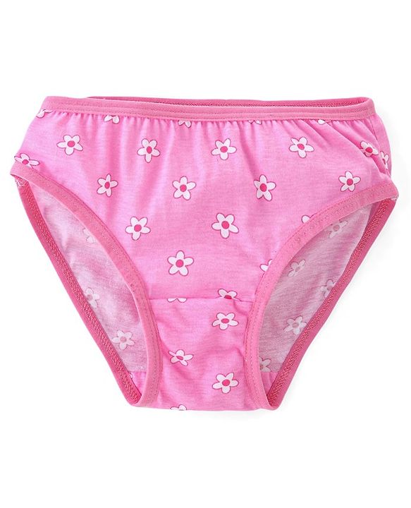 Babyhug 100% Cotton Knit Flower Print Panties Pack of 3- Pink & Green