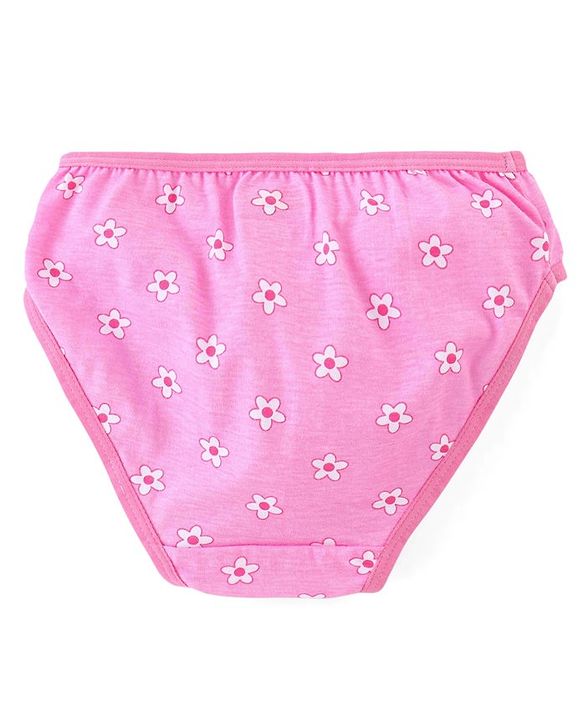 Babyhug 100% Cotton Knit Flower Print Panties Pack of 3- Pink & Green