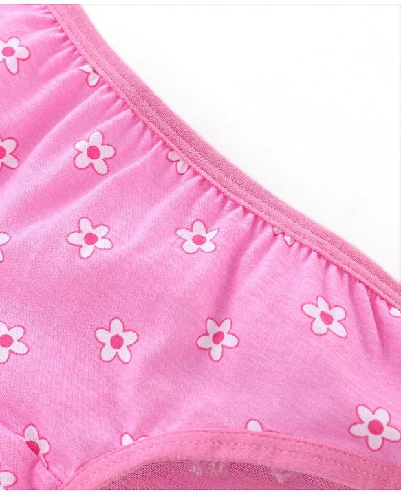 Babyhug 100% Cotton Knit Flower Print Panties Pack of 3- Pink & Green