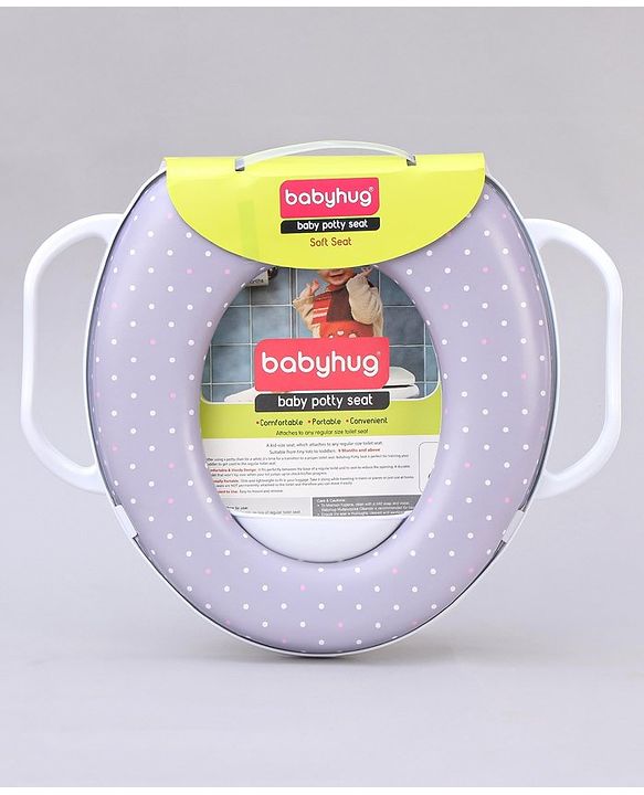 Babyhug Soft Potty Seat With Handle & White Dots  Print - Light Grey