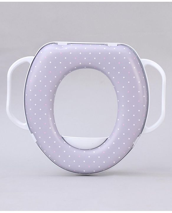 Babyhug Soft Potty Seat With Handle & White Dots  Print - Light Grey