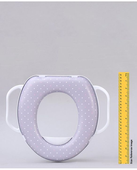 Babyhug Soft Potty Seat With Handle & White Dots  Print - Light Grey