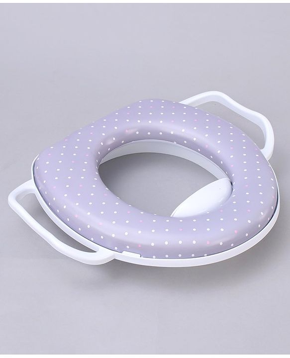 Babyhug Soft Potty Seat With Handle & White Dots  Print - Light Grey