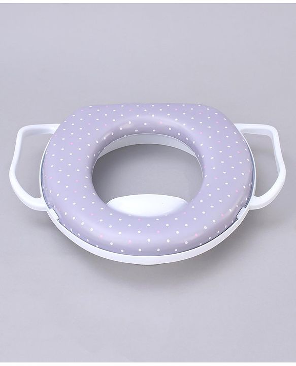 Babyhug Soft Potty Seat With Handle & White Dots  Print - Light Grey