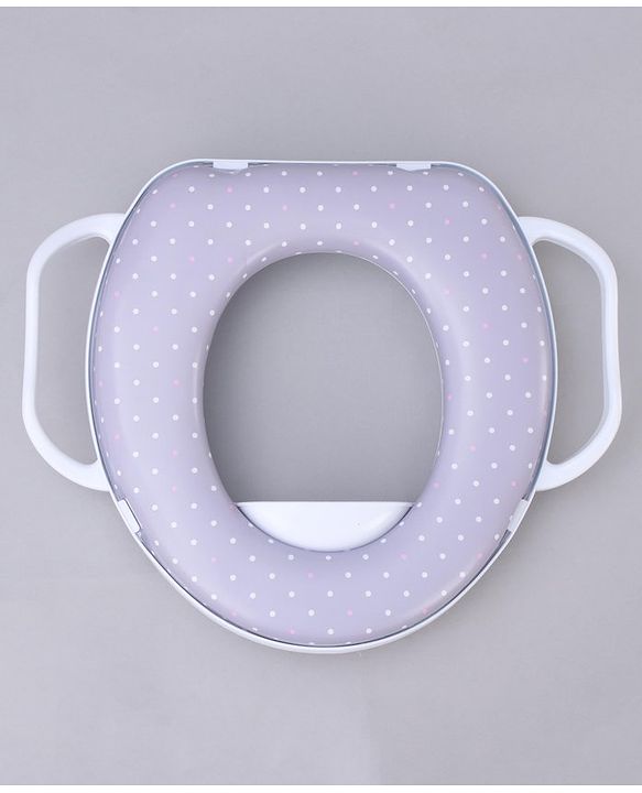 Babyhug Soft Potty Seat With Handle & White Dots  Print - Light Grey