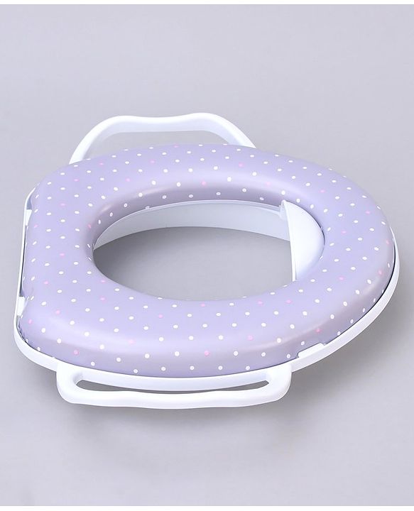 Babyhug Soft Potty Seat With Handle & White Dots  Print - Light Grey