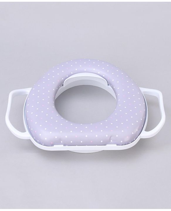 Babyhug Soft Potty Seat With Handle & White Dots  Print - Light Grey