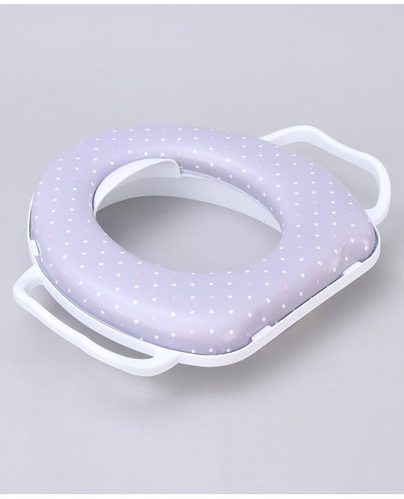 Babyhug Soft Potty Seat With Handle & White Dots  Print - Light Grey