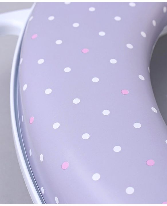 Babyhug Soft Potty Seat With Handle & White Dots  Print - Light Grey
