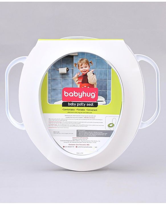 Babyhug Soft Potty Seat With Handle & White Dots  Print - Light Grey