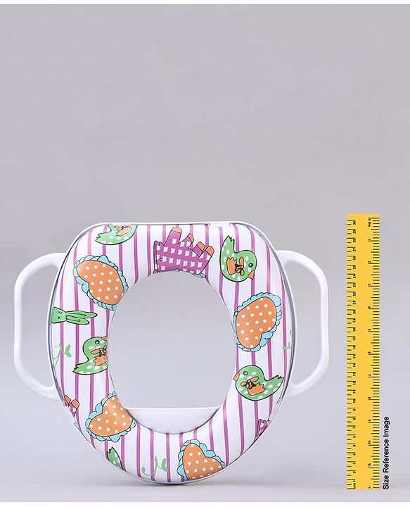 Babyhug Soft Cushioned Baby Potty Seat Birds & Rabbit Print - White & Pink