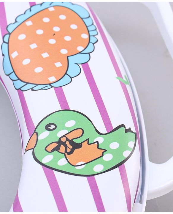 Babyhug Soft Cushioned Baby Potty Seat Birds & Rabbit Print - White & Pink