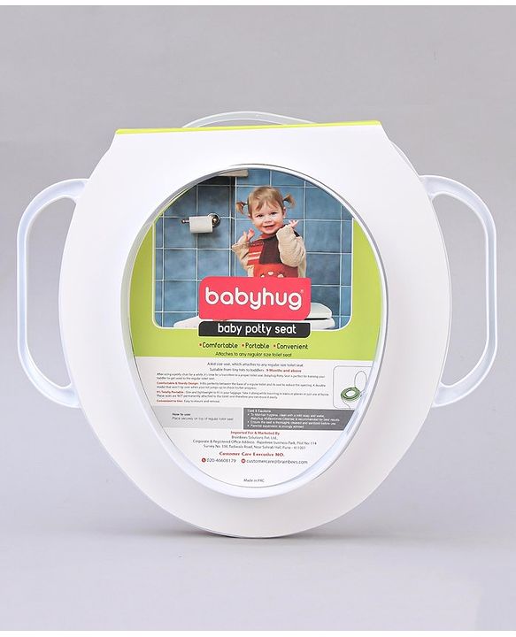 Babyhug Soft Cushioned Baby Potty Seat Birds & Rabbit Print - White & Pink