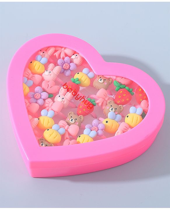 Babyhug Free Size Animals & Bow Shaped Finger Ring Sets Pack of 36 - Multicolour