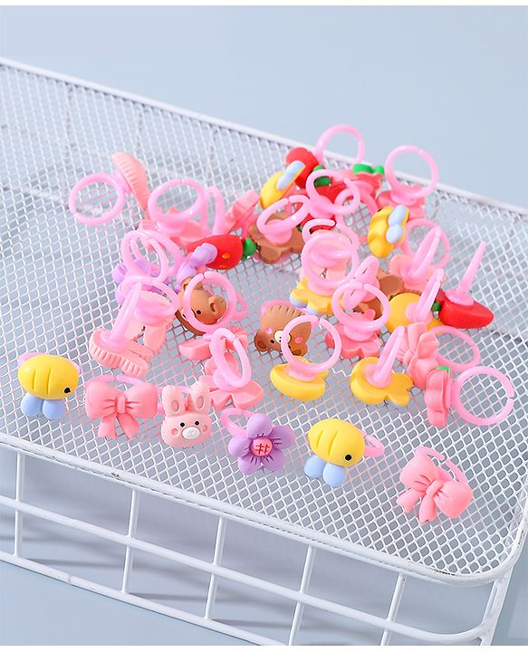 Babyhug Free Size Animals & Bow Shaped Finger Ring Sets Pack of 36 - Multicolour