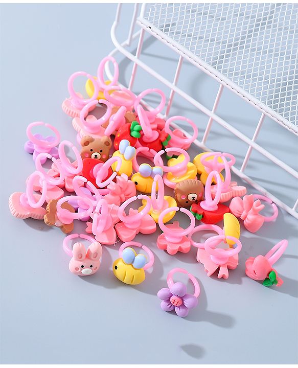 Babyhug Free Size Animals & Bow Shaped Finger Ring Sets Pack of 36 - Multicolour