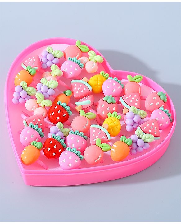 Babyhug Free Size Fruits Shaped Finger Ring Sets Pack of 36 - Multicolour