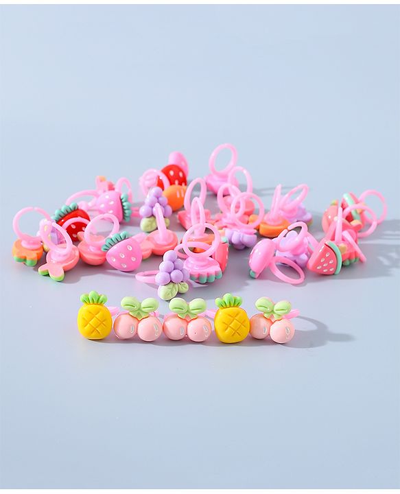 Babyhug Free Size Fruits Shaped Finger Ring Sets Pack of 36 - Multicolour