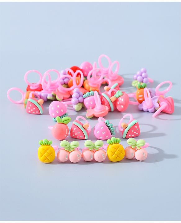 Babyhug Free Size Fruits Shaped Finger Ring Sets Pack of 36 - Multicolour