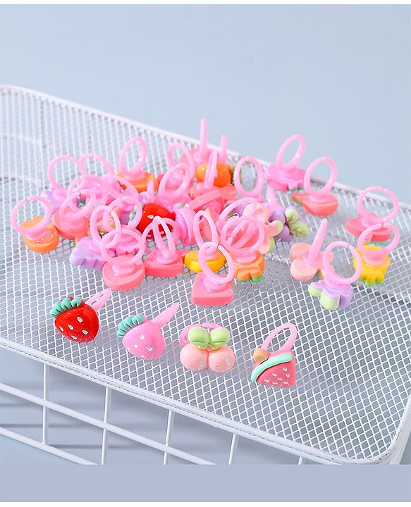 Babyhug Free Size Fruits Shaped Finger Ring Sets Pack of 36 - Multicolour