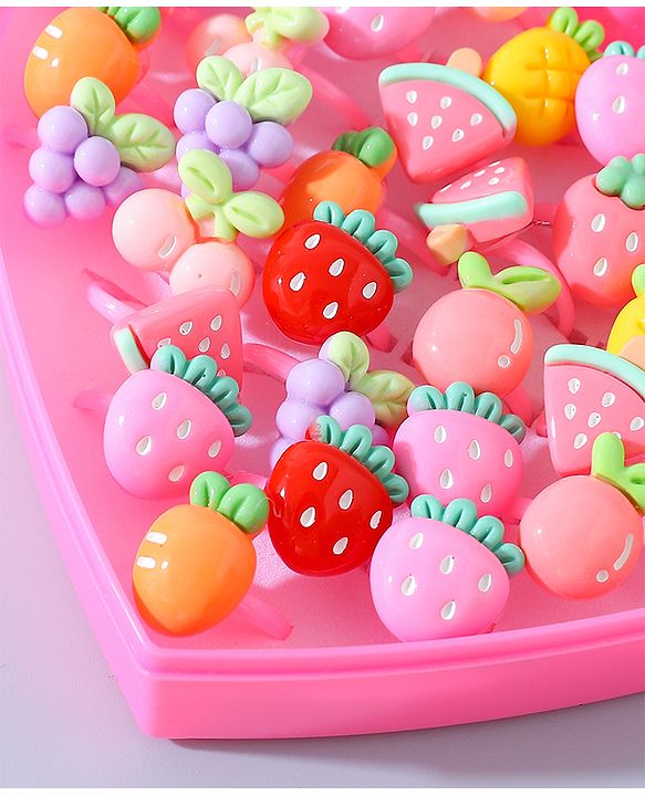Babyhug Free Size Fruits Shaped Finger Ring Sets Pack of 36 - Multicolour