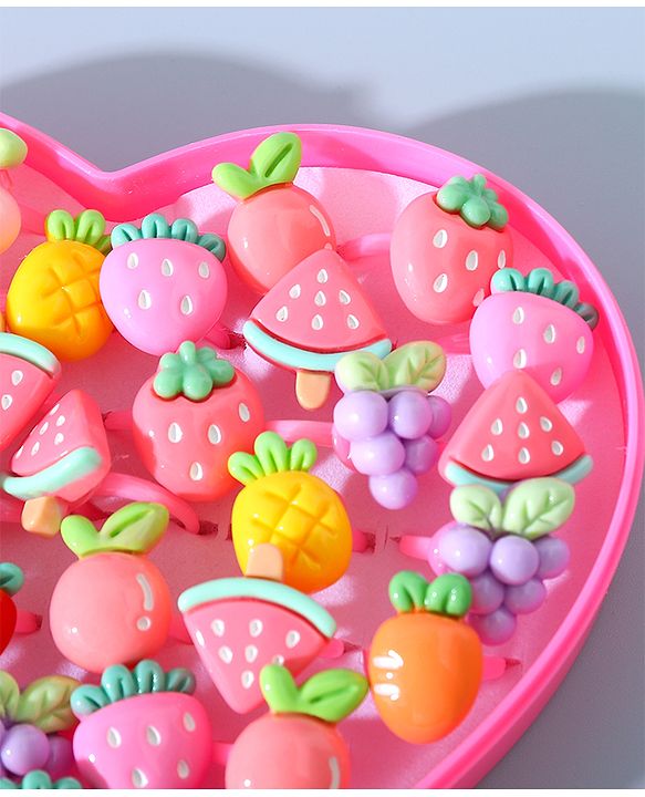 Babyhug Free Size Fruits Shaped Finger Ring Sets Pack of 36 - Multicolour