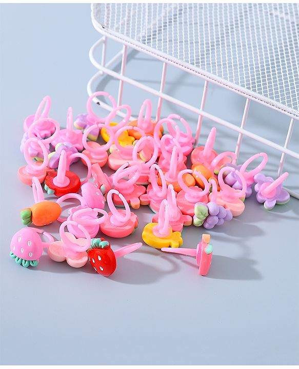 Babyhug Free Size Fruits Shaped Finger Ring Sets Pack of 36 - Multicolour