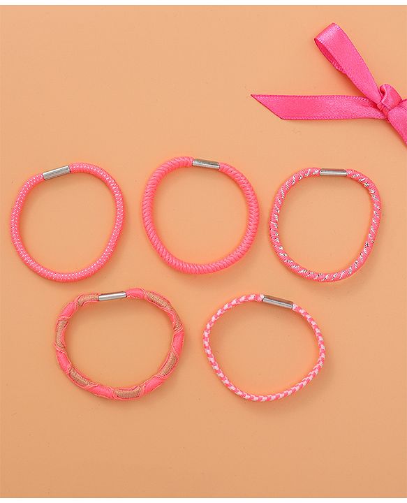 Babyhug Rubber Bands & Scrunchies Sets Free Size - Pink