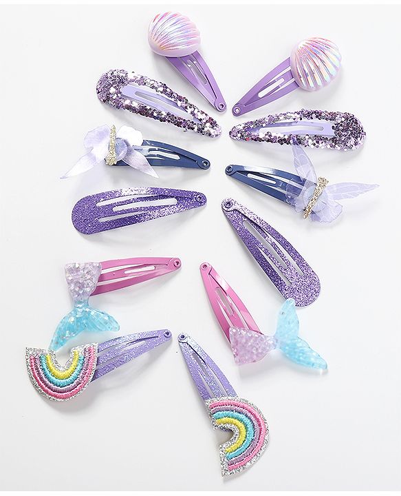 Babyhug Snap Clips with Rainbow Applique Free Size Pack of 12 - Multicolour