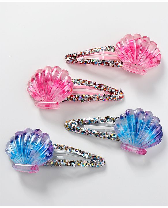 Babyhug Set of 4 Snap Clips with Shell Applique - Multicolor
