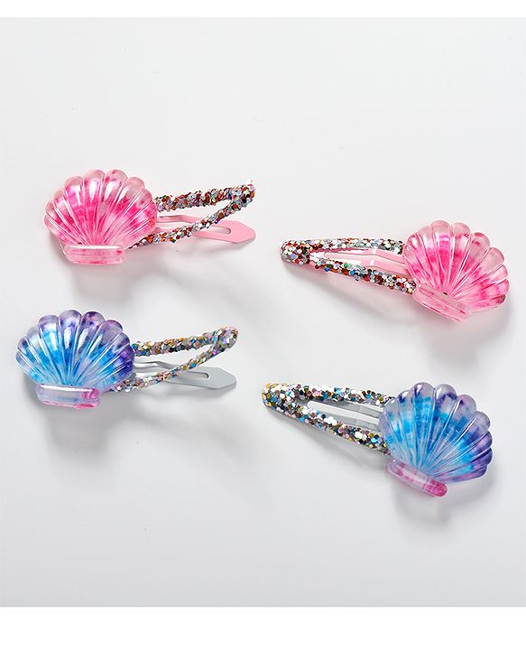 Babyhug Set of 4 Snap Clips with Shell Applique - Multicolor
