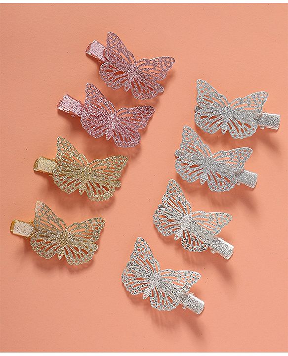 Babyhug Bow & Butterfly Clips  Free Size Pack of 8 - Multicolour