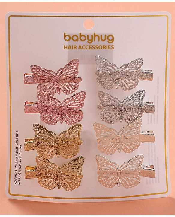 Babyhug Bow & Butterfly Clips  Free Size Pack of 8 - Multicolour