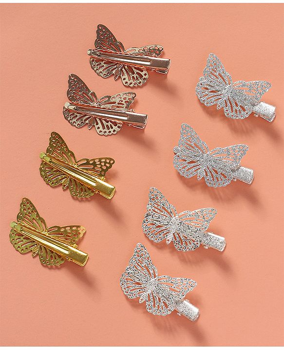 Babyhug Bow & Butterfly Clips  Free Size Pack of 8 - Multicolour