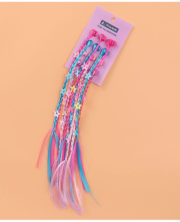 Pine Kids Free Size Stars Applique Hair Extensions with Clips Pack of 12 - Multicolor