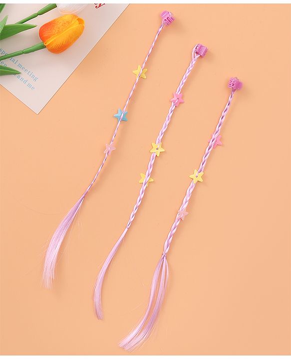 Pine Kids Free Size Stars Applique Hair Extensions with Clips Pack of 12 - Multicolor