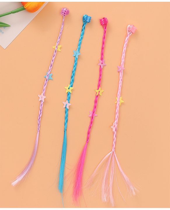 Pine Kids Free Size Stars Applique Hair Extensions with Clips Pack of 12 - Multicolor