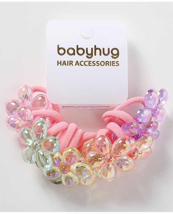 Babyhug Free Size Floral Applique Rubber Band Set Pack of 10 - Multicolor