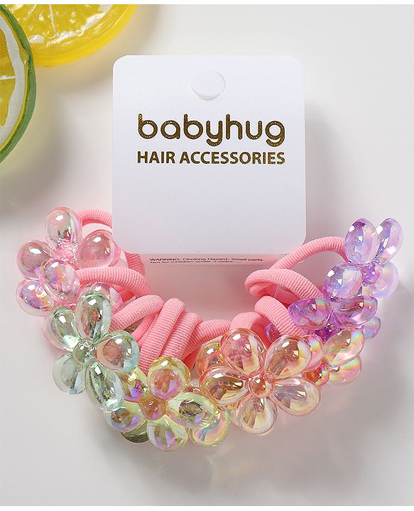 Babyhug Free Size Floral Applique Rubber Band Set Pack of 10 - Multicolor