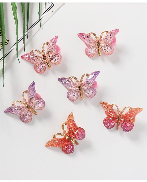 Pine Kids Free Size Butterfly Clips Pack of 6 - Multicolor