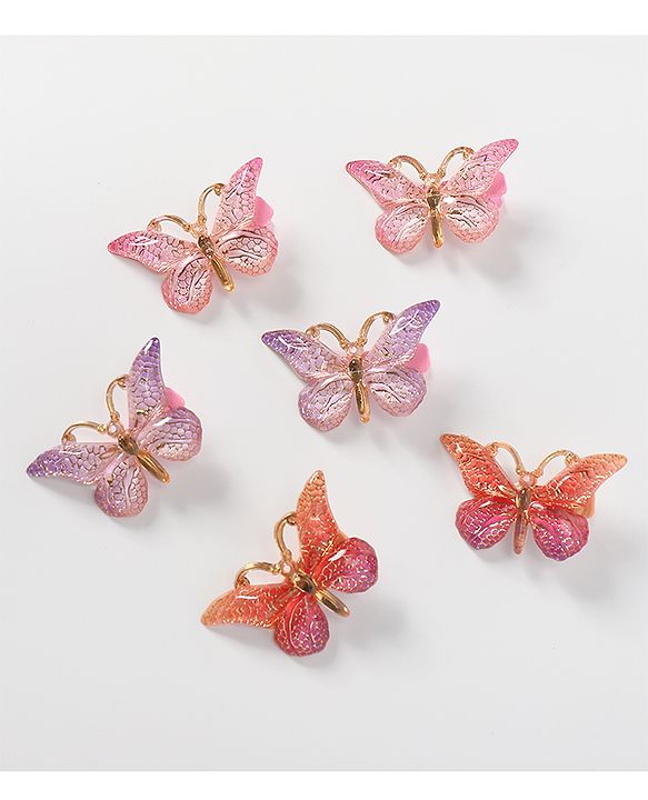 Pine Kids Free Size Butterfly Clips Pack of 6 - Multicolor