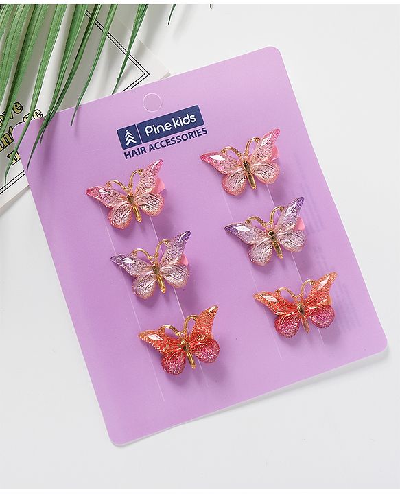 Pine Kids Free Size Butterfly Clips Pack of 6 - Multicolor