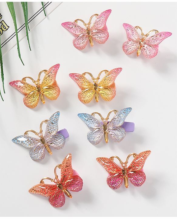 Pine Kids Free Size Butterfly Clips Pack of 8 - Multicolor